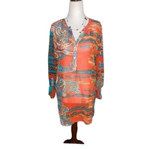 Multiples ~ Large ~ Fall/ Orange/ Blue ~ Paisley Designs ~ Blouse ~ New W/Tags
